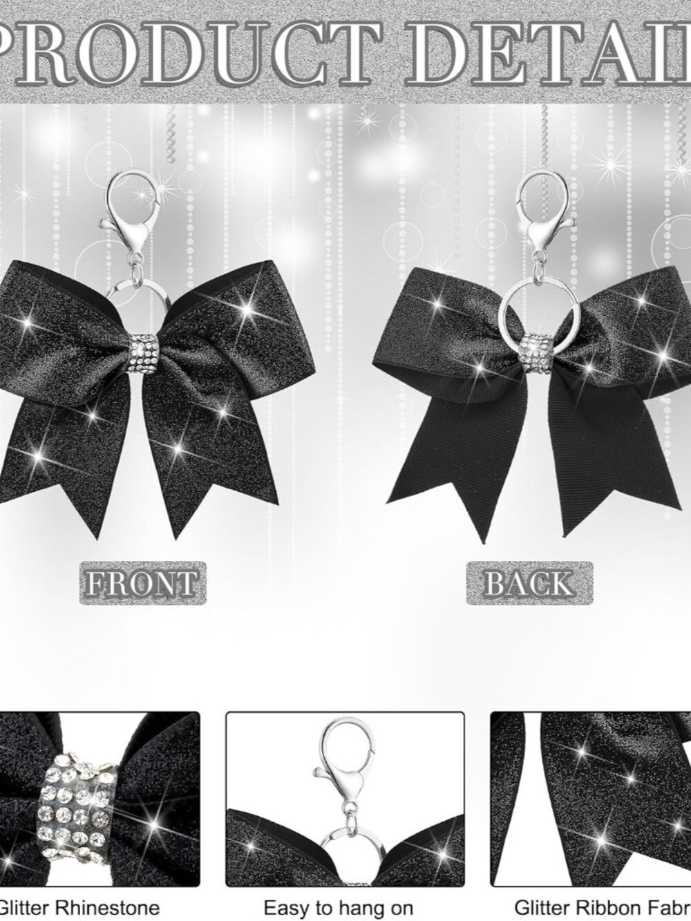 Cheer Bow Keychain Bulk Rhinestone - Picture 3 of 7